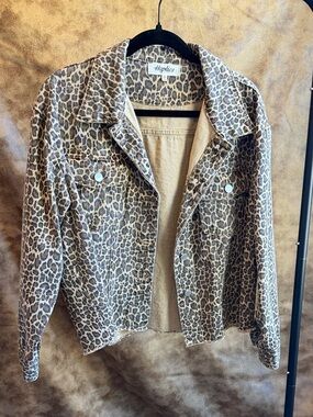 Womens Leopard Print Jacket - Tan/Brown